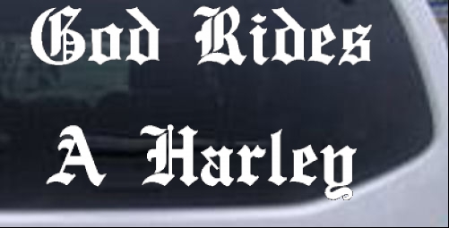 God Rides A Harley Biker car-window-decals-stickers