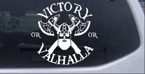 Viking Victory or Valhalla Axes and Bearded Skull Military car-window-decals-stickers