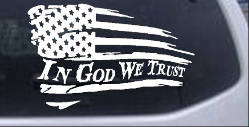 In God We Trust with American Flag Christian car-window-decals-stickers