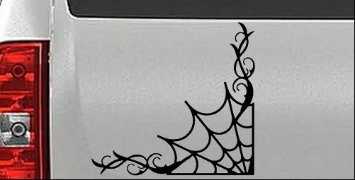Corner Spider Web With Swirls Car or Truck Window Decal Sticker