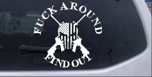 FAFO F*ck Around and Find Out with Flag Skull AR 15 Country car-window-decals-stickers