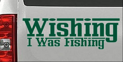 Calcomanía adhesiva de vinilo para ventana de coche o camión Wishing I Was Fishing - Imagen 14 de 32
