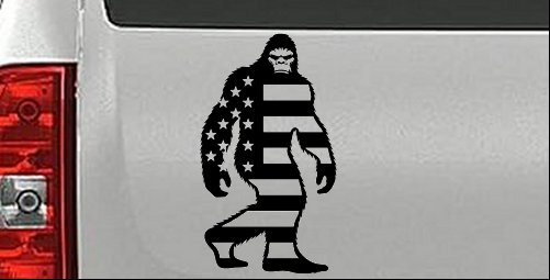 American Flag Bigfoot Vinyl Car or Truck Window Decal Sticker