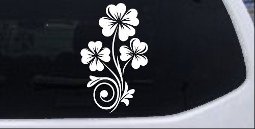 Four Leaf Clover Hearts Swirl Vine Car or Truck Window Vinyl Decal Sticker