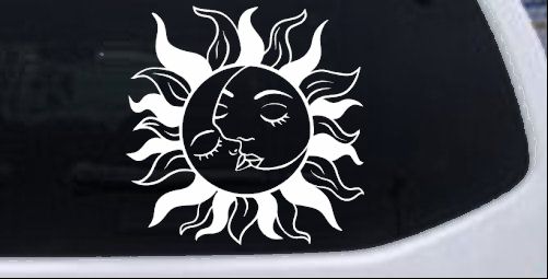 Sun and Moon Kissing Car or Truck Vinyl Window Decal Sticker
