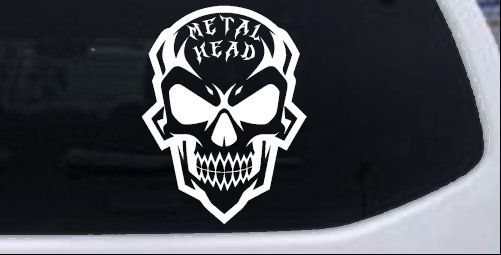 Metal Head Heavy Metal Rock Skull Car or Truck Vinyl Window Decal Sticker