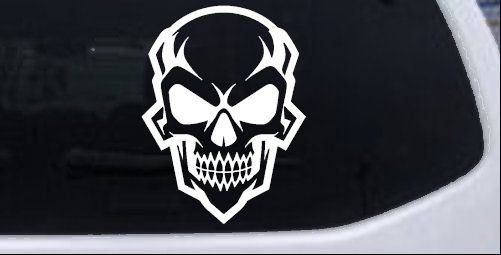 Skull Metal Style Car or Truck Vinyl Window Decal Sticker