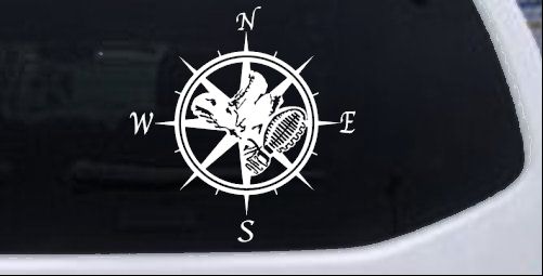 Campass with Hiking Boots Car or Truck Vinyl Window Decal Sticker