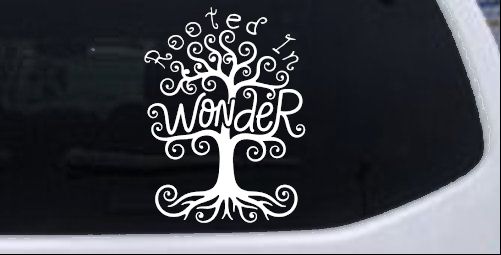 Rooted in Wander Swirl Tree Car or Truck Vinyl Window Decal Sticker