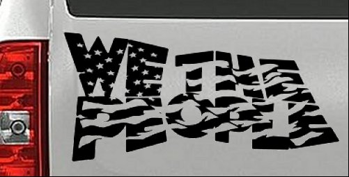 We The People Waving Tattered American Flag Car or Truck Vinyl Window Decal Sticker