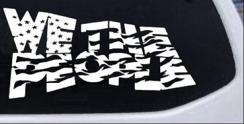 We The People Waving Tattered American Flag Car or Truck Vinyl Window Decal Sticker
