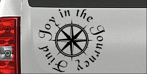 Find Joy in the Journey with Compass Car or Truck Vinyl Window Decal Sticker