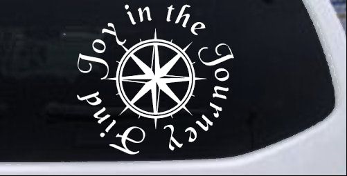Find Joy in the Journey with Compass Car or Truck Vinyl Window Decal Sticker