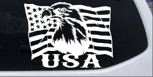 USA American Flag and Bald Eagle Left Car or Truck Vinyl Window Decal Sticker