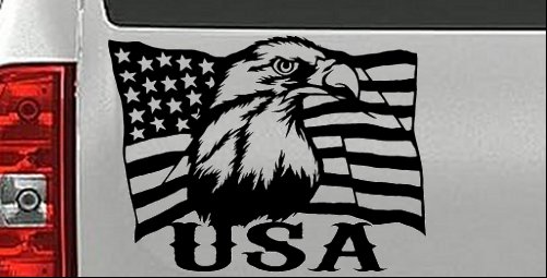 USA American Flag Bald Eagle Right Car or Truck Vinyl Window Decal Sticker