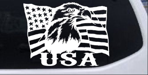 USA American Flag Bald Eagle Right Car or Truck Vinyl Window Decal Sticker