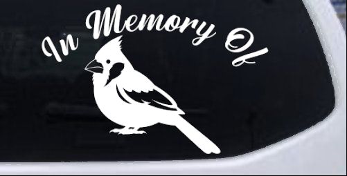 In Memory of Cardinal Bird Car or Truck Vinyl Window Decal Sticker