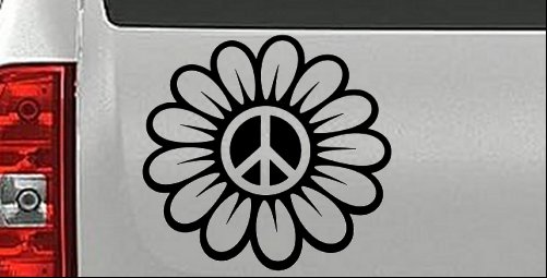 Peace Power Hippie Flower Car or Truck Vinyl Window Decal Sticker