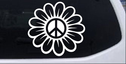 Peace Power Hippie Flower Car or Truck Vinyl Window Decal Sticker