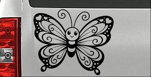 Butterfly with Hearts Car or Truck Vinyl Window Decal Sticker