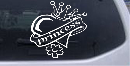 Princess With Heart and Crown Girlie car-window-decals-stickers