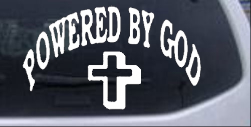 Powered By God Christian car-window-decals-stickers