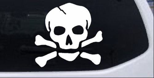 Skull and Cross Bones Biker car-window-decals-stickers