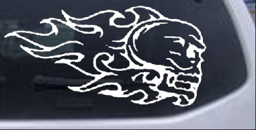 Skull with flames trailing  Skulls car-window-decals-stickers