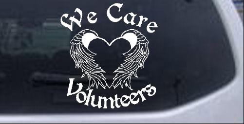 We Care Volunteers Heart Decal Special Orders car-window-decals-stickers