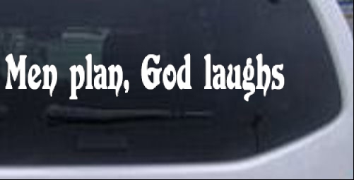 Men Plan God Laughs Christian car-window-decals-stickers