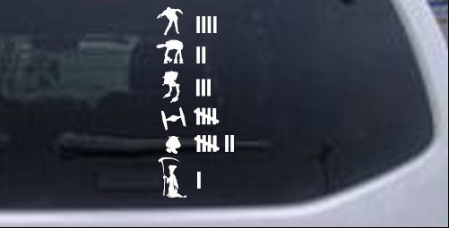 Zombie At At At St Tie Fighter Goomba Grim Reaper Keeping Count Funny car-window-decals-stickers