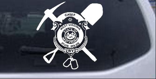 West Virginia State Police Pick Axe Shovel Special Orders car-window-decals-stickers