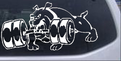 Bulldog With Barbells Animals car-window-decals-stickers