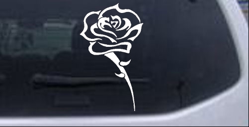Single Open Rose Flowers And Vines car-window-decals-stickers
