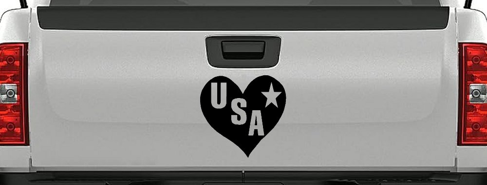 USA Heart Patriotic Car or Truck Window Decal Sticker (Black)
