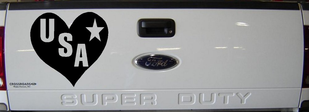 USA Heart Patriotic Car or Truck Window Decal Sticker (Black)