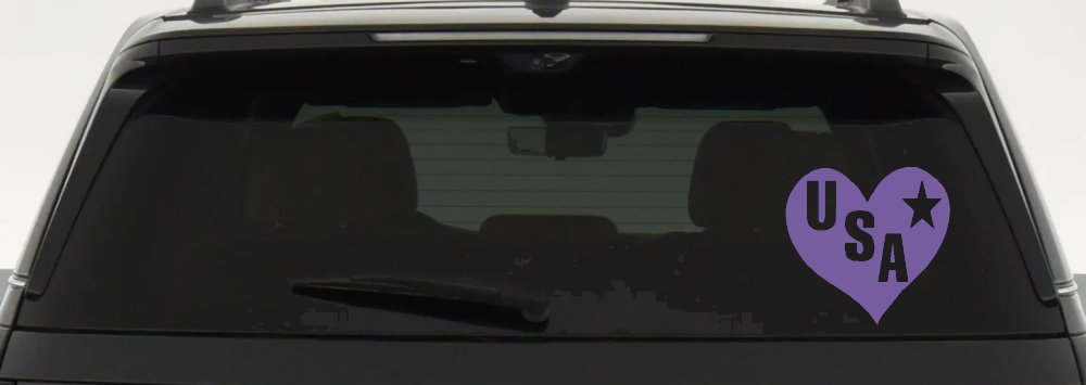 USA Heart Patriotic Car or Truck Window Decal Sticker (Purple)