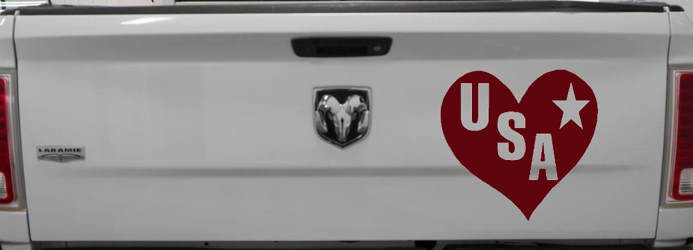 USA Heart Patriotic Car or Truck Window Decal Sticker (Purple Red)