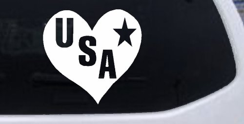 USA Heart Patriotic Car or Truck Window Decal Sticker (White)