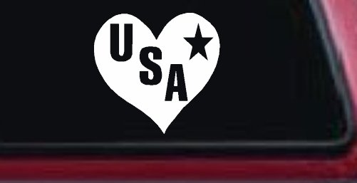 USA Heart Patriotic Car or Truck Window Decal Sticker (White)