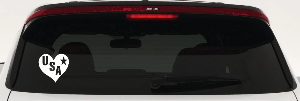 USA Heart Patriotic Car or Truck Window Decal Sticker (White)