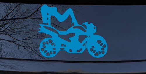 Chic Girl Women on Motorcycle Car or Truck Window Decal Sticker (Blue)