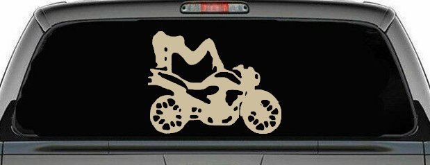 Chic Girl Women on Motorcycle Car or Truck Window Decal Sticker (Desert Sand)