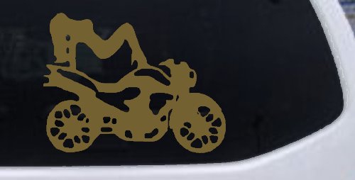 Chic Girl Women on Motorcycle Car or Truck Window Decal Sticker (Gold)