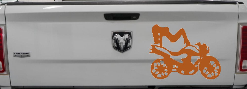 Chic Girl Women on Motorcycle Car or Truck Window Decal Sticker (Nut Brown)