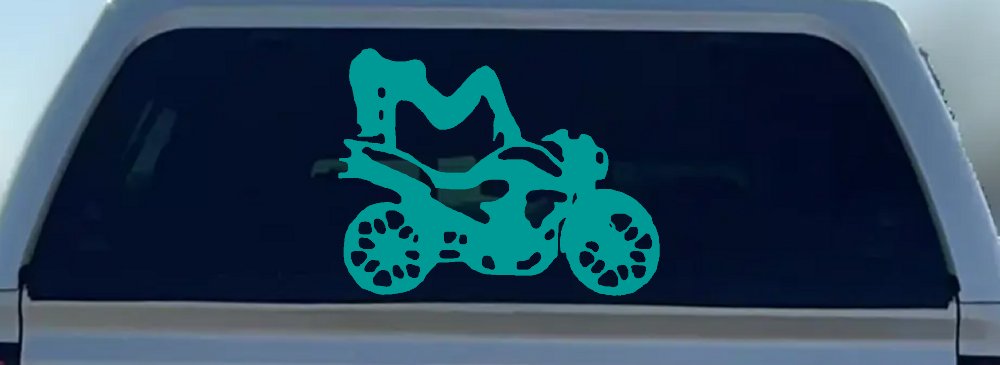 Chic Girl Women on Motorcycle Car or Truck Window Decal Sticker (Turquoise)