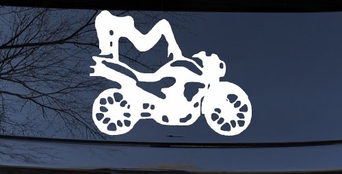 Chic Girl Women on Motorcycle Car or Truck Window Vinyl Decal Sticker (White)
