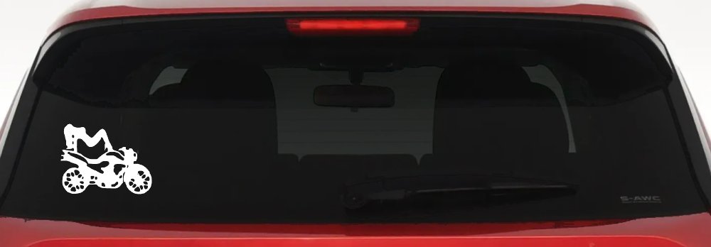 Chic Girl Women on Motorcycle Car or Truck Window Vinyl Decal Sticker (White)