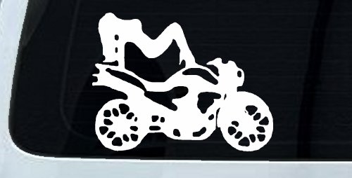 Chic Girl Women on Motorcycle Car or Truck Window Vinyl Decal Sticker (White)