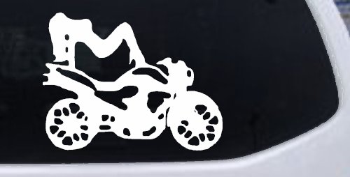 Chic Girl Women on Motorcycle Car or Truck Window Decal Sticker (White)